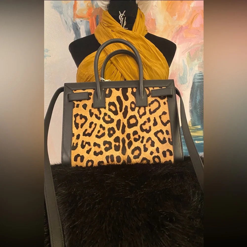 Saint Laurent Paris/Animal Print /Small Sac De Jour/Calf Hair.light brown/Black. - Picture 16 of 16